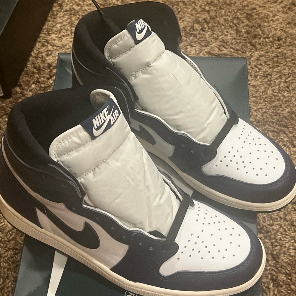 Nike White and Blue Air Jordan 1 High Retro OG